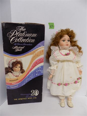 Porcelain Doll, "Hannah" Musical Doll, works
