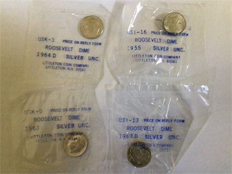 Roosevelt Dimes 1963, 1963-D, 1955, 1964-D