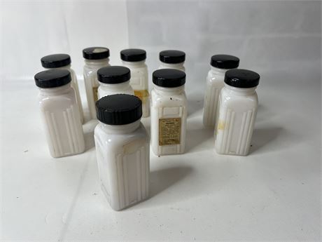 10 Milk Glass Spice Bottles