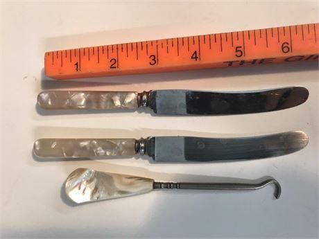 3 Pcs. of Francis Greaves & Sons Mother of Pearl Cutlery Sheffield England
