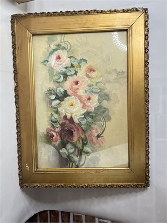 Vtg Framed Art Roses