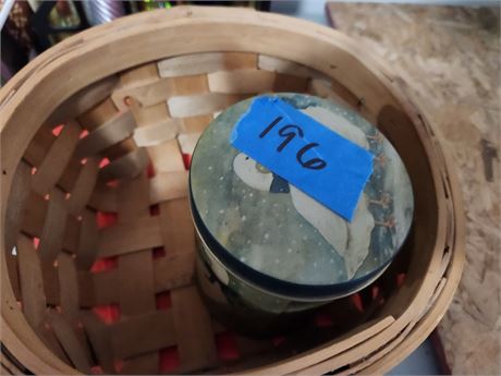 5 Cloth Storage Bins & Basket & Goose Tin