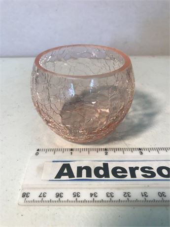 Pink Depression Crackle Glass Cup
