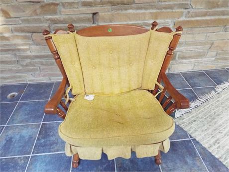 Antique Tell City Wood and Upholstered Chair