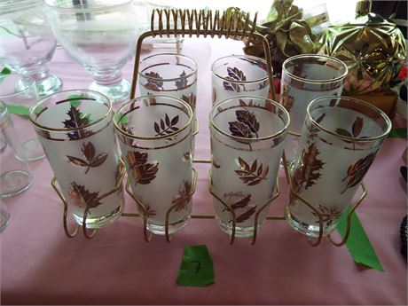 Vintage Glassware Set and Holder