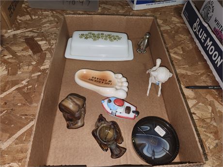 Slag Glass and butter dish