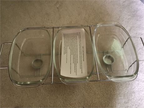 Three Section Food Warmer and Shish- Kabob Skewers