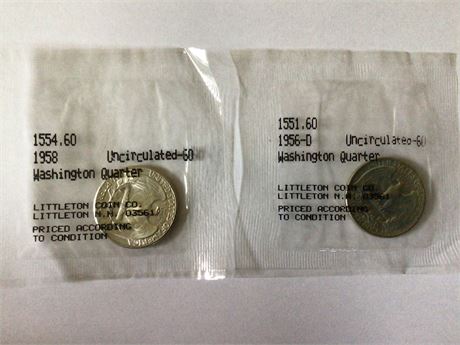 1956-D and 1958 Washington Quarters