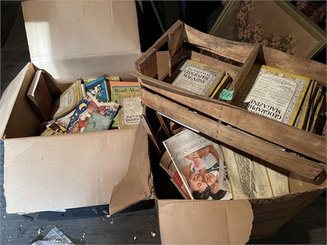 3 Boxes of Vintage Books in Attic