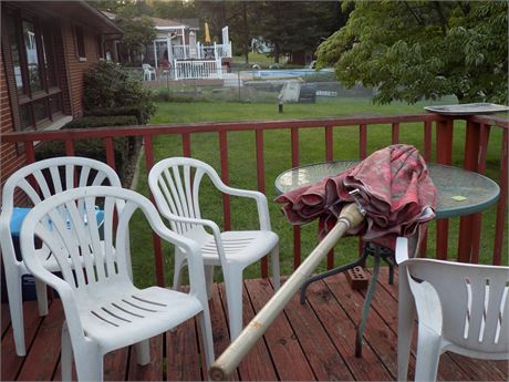 Patio Furniture, Table, Umbrella, Chairs