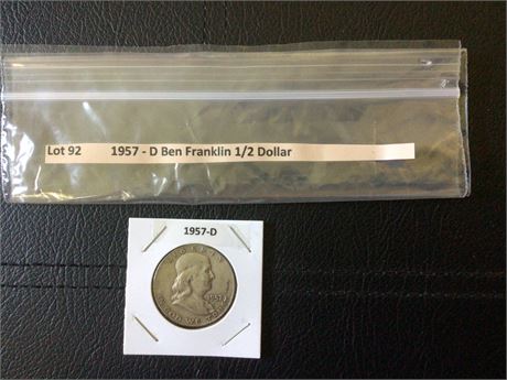 1957 - D Ben Franklin 1/2 Dollar