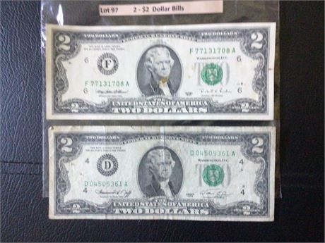 2 - $2.00 Bills