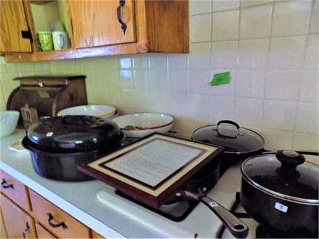 Pots and Pans, Fire King, Kitchen itmes, Bread Box,