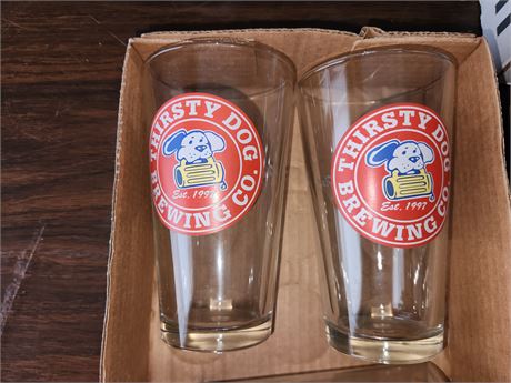 2 Thirsty Dog Glasses & 1 Captain Morgans Rum Glass