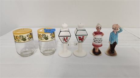 3 sets of vintage salt and pepper shakers