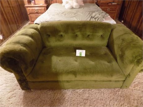 Vintage Green Plush Loveseat