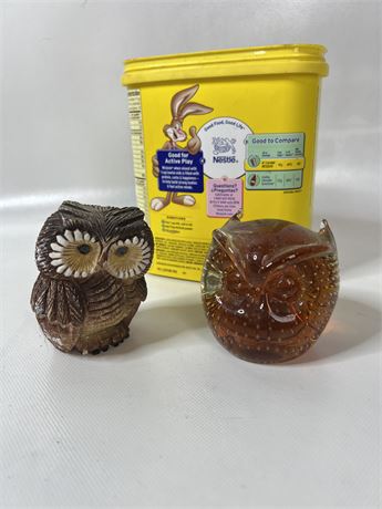 Owl Glass Paperweight and More