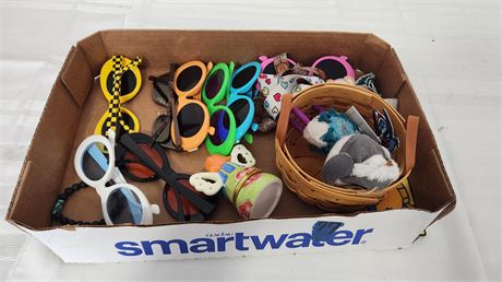 Longaberger basket & sunglasses & Patches