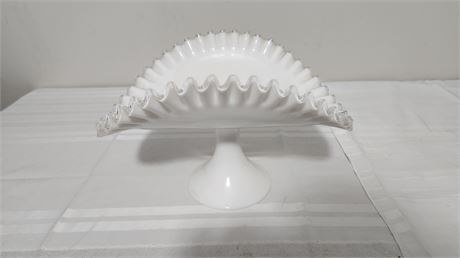 Unmarked White Silver Crested Decorative Vase