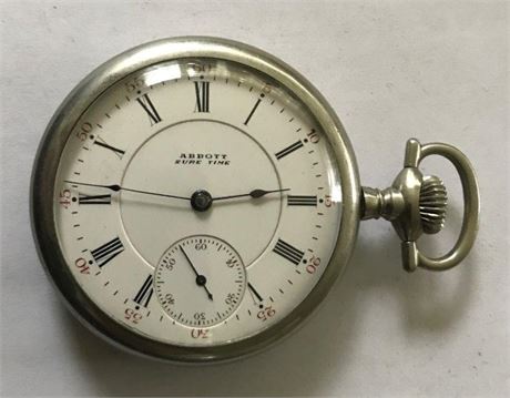 Abbott Sure Time 17 Jewels Pocket Watch with Display Case