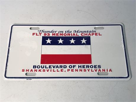 Flight 93 Memorial License Plate