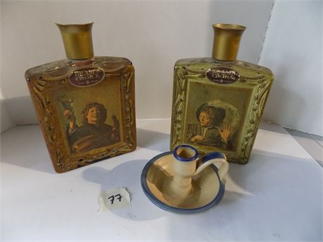 Vintage Jim Beam Whiskey Decanters and B. Stebner Candlestick