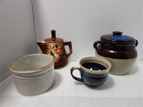 Vintage pottery vase and pot