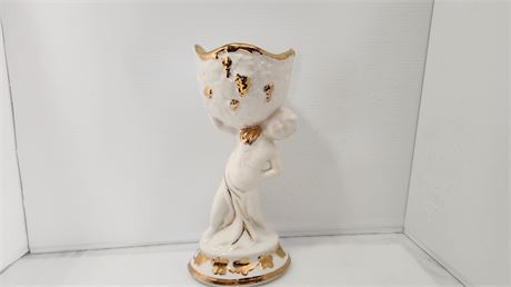 Porcelain Ceramic Statue Holding A Planter/Bowl