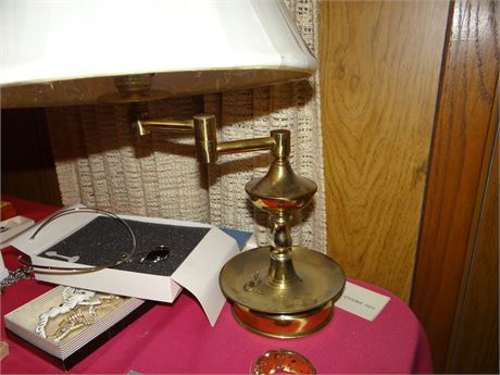 2 Brass Lamps, 1 Desk- 1 Floor
