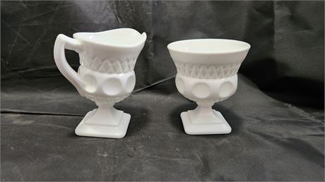 Vintage McKee Plymouth Milk Glass Sugar & Creamer