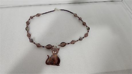 Vintage Glass cat necklace