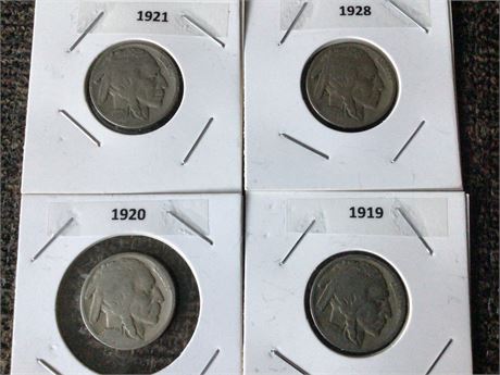 1919, 1920, 1921, 1928, Buffalo Nickels