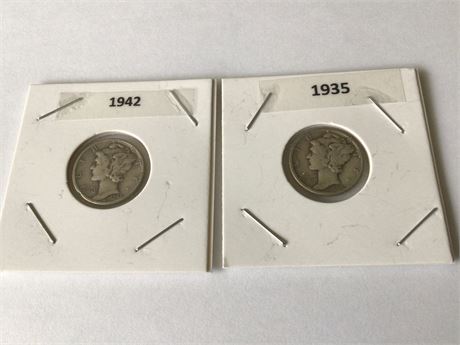 1935 & 1942 Mercury Dimes