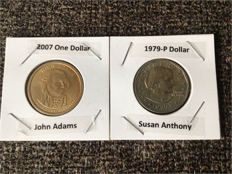 2007 John Adams and 1979 - P Susan B AnthonyDollar Coins