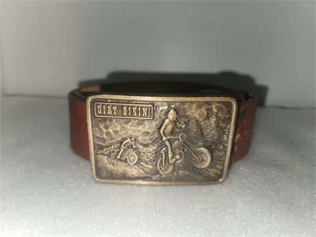 Small Leather Belt With Dirt Bike Belt Buckle