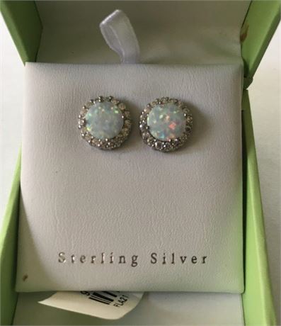 Labeled 925 CZ Sterling Silver Earrings