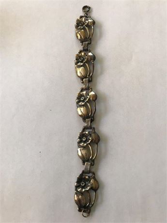 Stamped Sterling Floral Bracelet