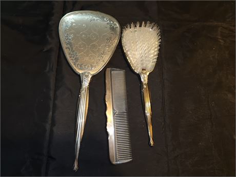 Vintage Hair Brush & Comb & Mirror Set