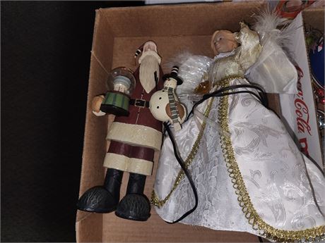 Wooden Santa & Angel Tree Topper