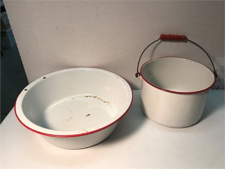 Enamel Bowl & Pan