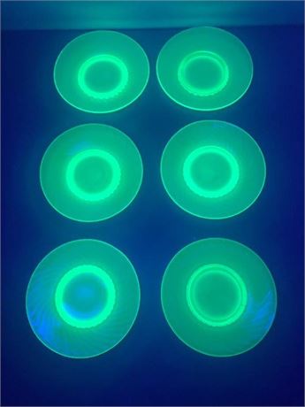 Set of 6 Green Glass Plates