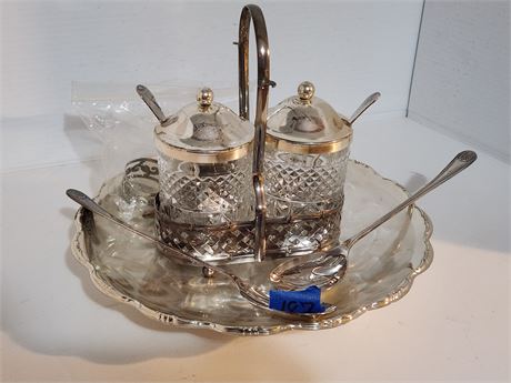 Shefield Serving Spoons & Napkin Rings & Sugar & Cream