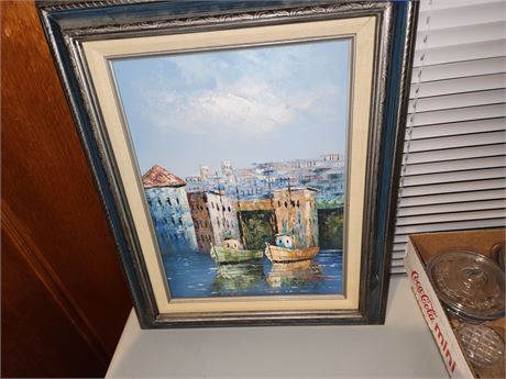 Framed Boat Painting