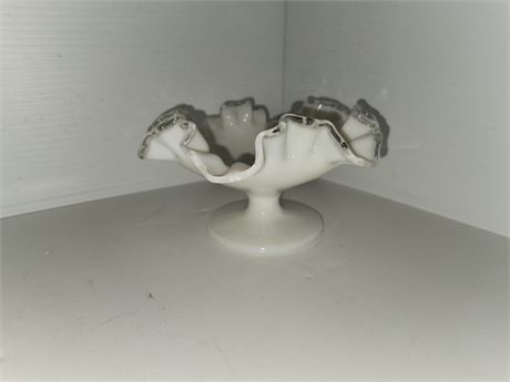 Silver Crested Pedestal Candy Dish