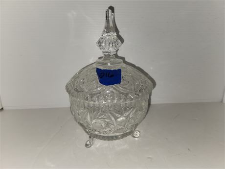 Cut Glass Candy Dish With Lid. Very Pretty And Heavy