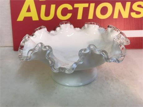 Silver Crest Milk Glass Dish