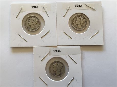 Mercury Dimes - 1936, 1942, 1942