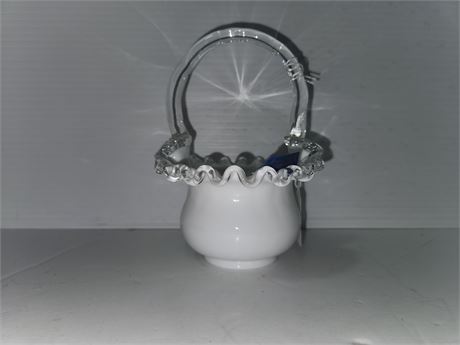 Small Fenton Silver Crested Basket