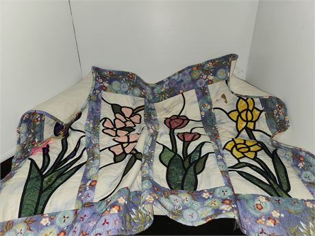 Handmade Stained Glass Flower Quilt. Small Stain