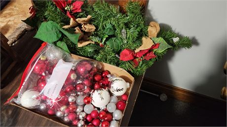 Lot Of Glass Christmas Ornaments & Bendable Garland